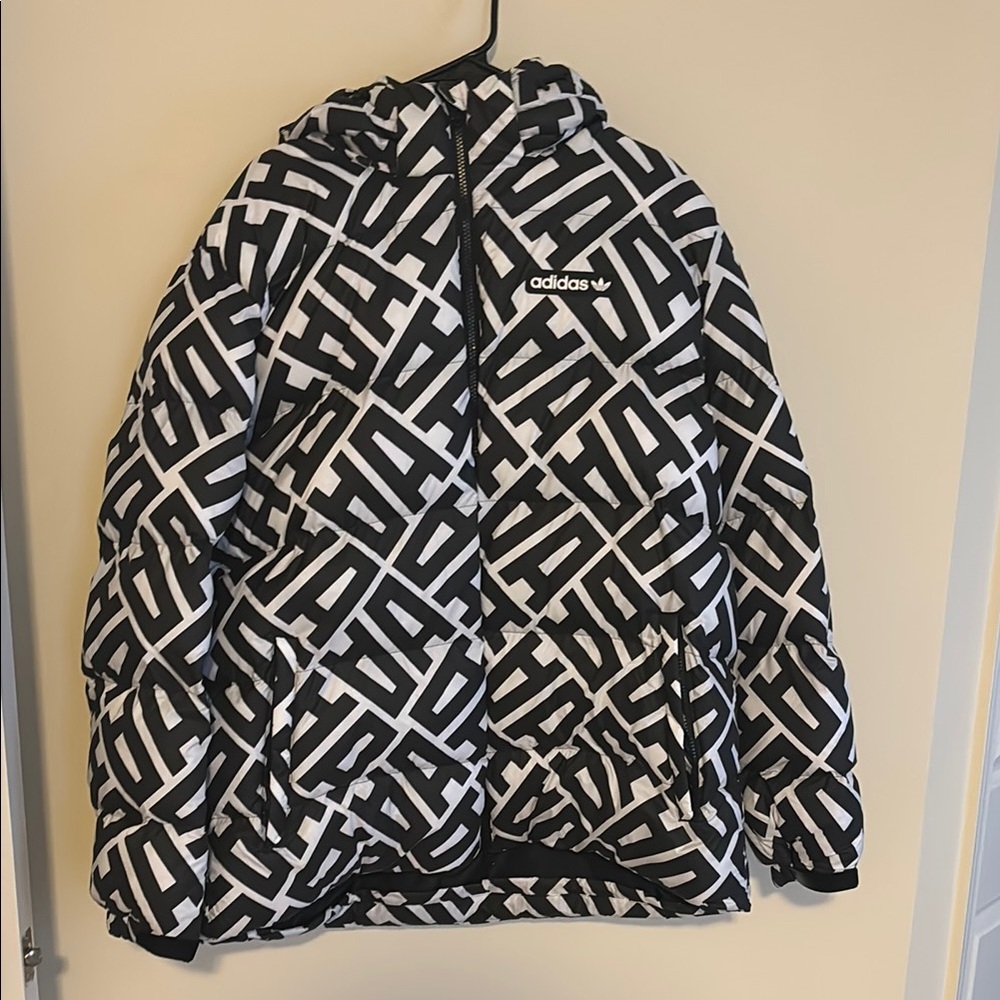 Adidas Black and White Puffer Jacket